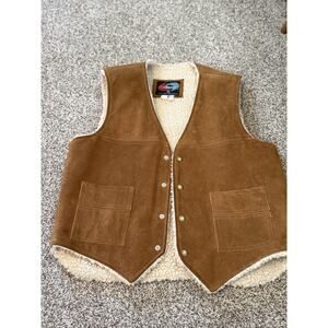 VTG Trailmaster sherpa lined genuine leather vest size Large